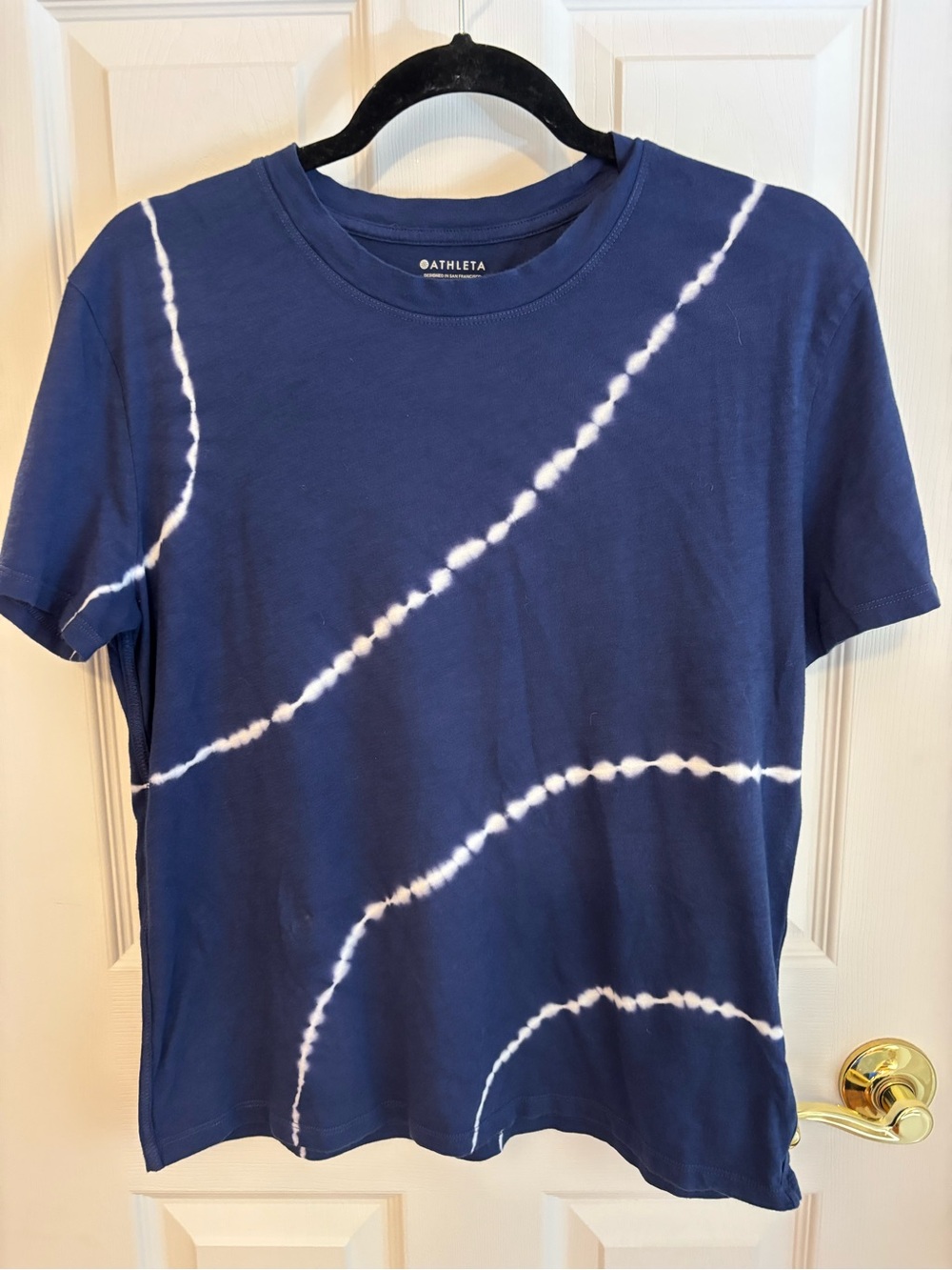 Athleta Deep Navy Crewneck Tee with Subtle Logo
